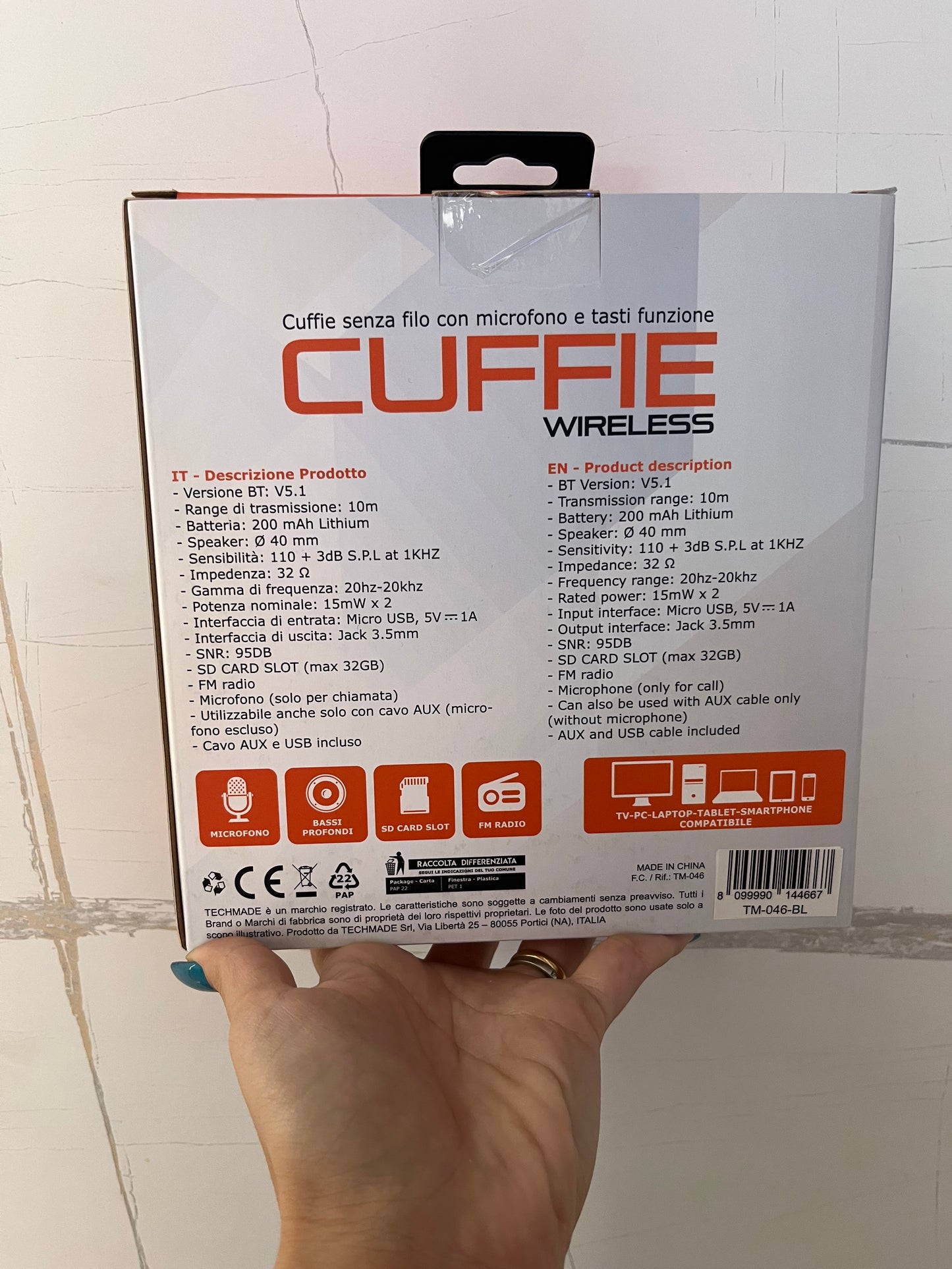 Cuffie wireless con microfono blu