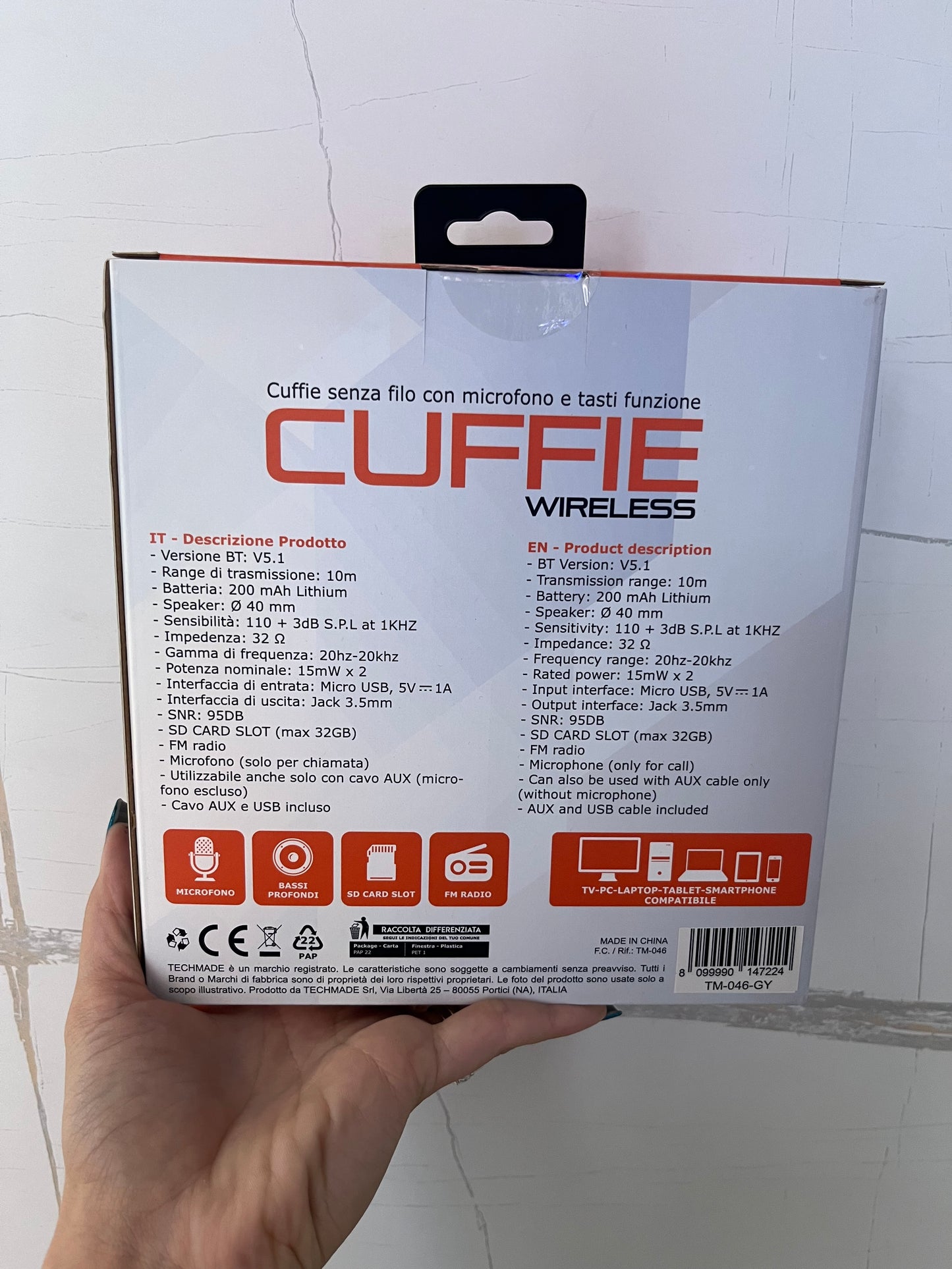 Cuffie wireless con microfono nere