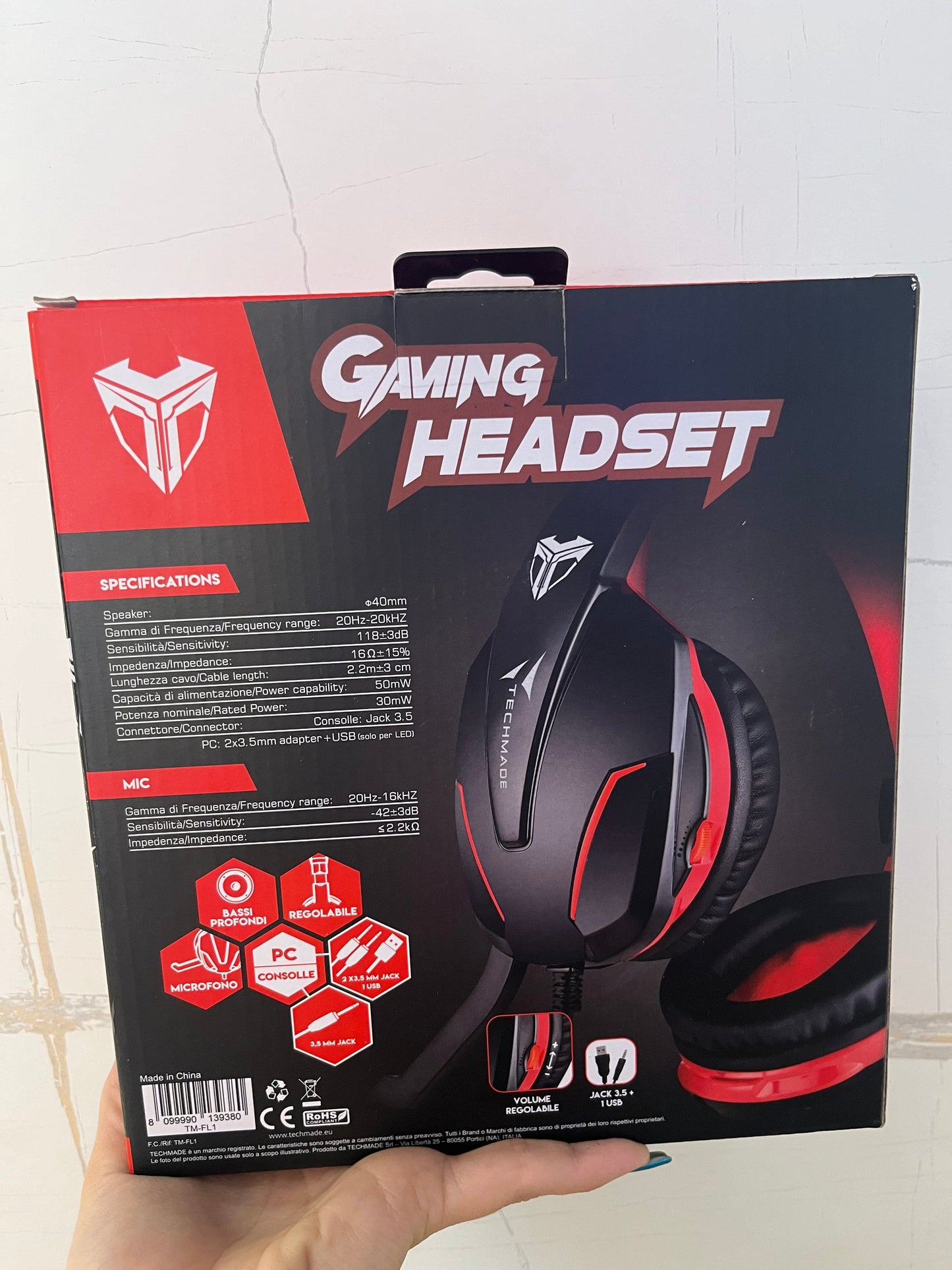 Cuffie gaming wireless rosse